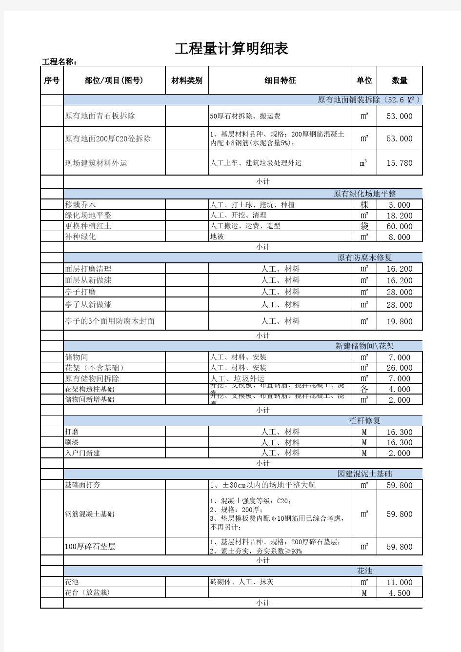 园林工程预算