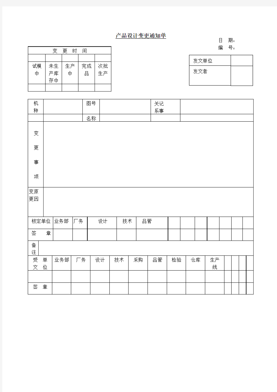 产品设计变更通知单 