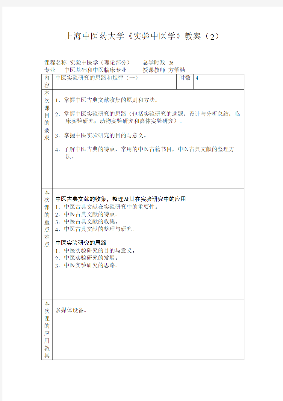 中医实验研究的思路