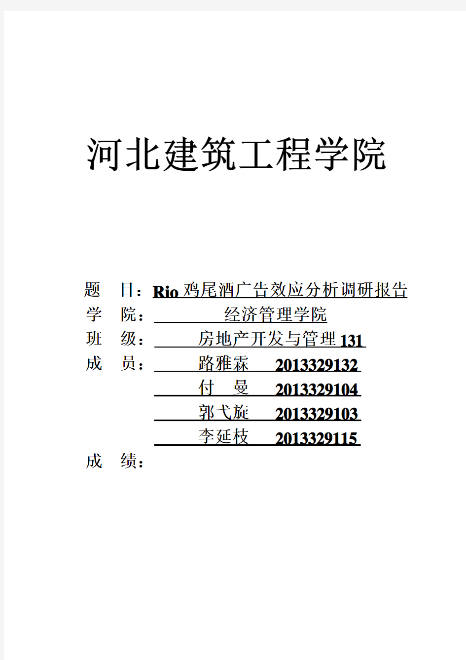 rio鸡尾酒广告调研报告