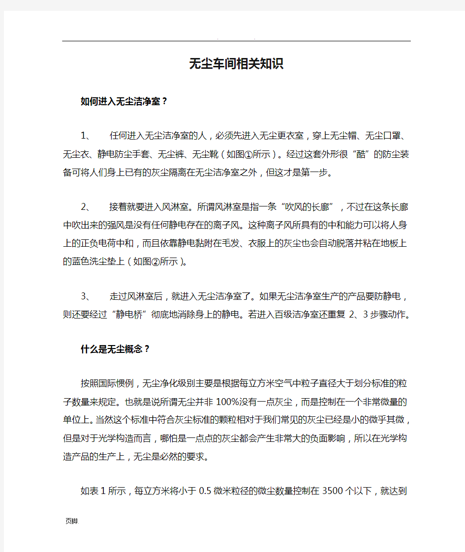 无尘车间相关知识及进出流程图