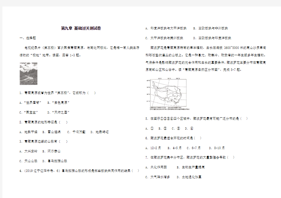 人教版八年级下册 地理 第九章 基础过关测试卷(解析版)