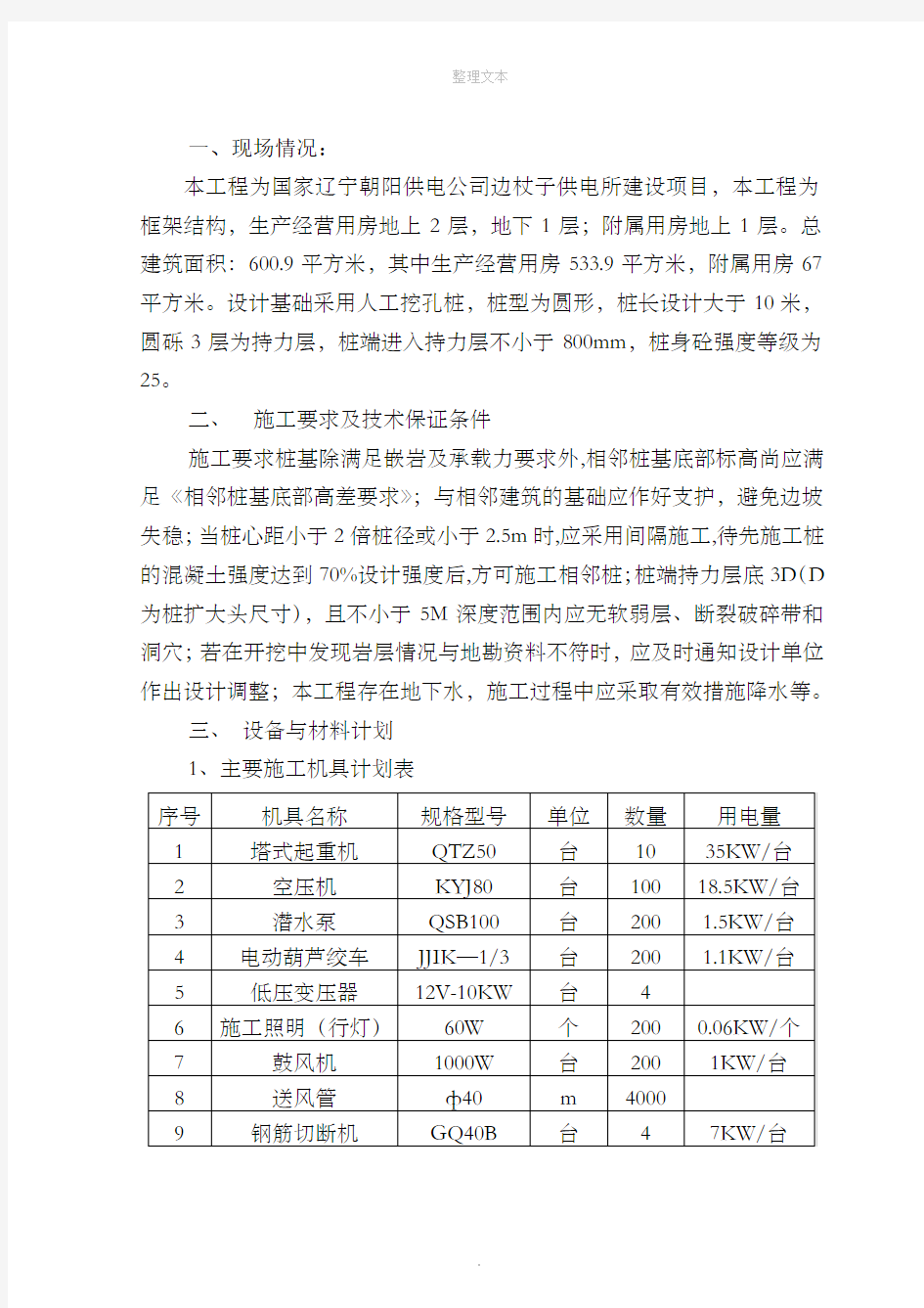 人工挖孔桩基础专项施工方案