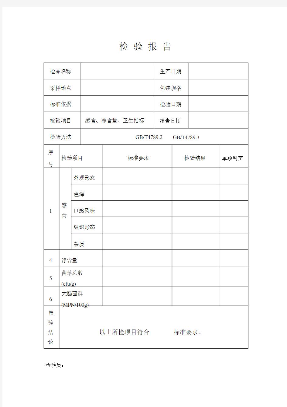 2020食品出厂检验报告表.docx