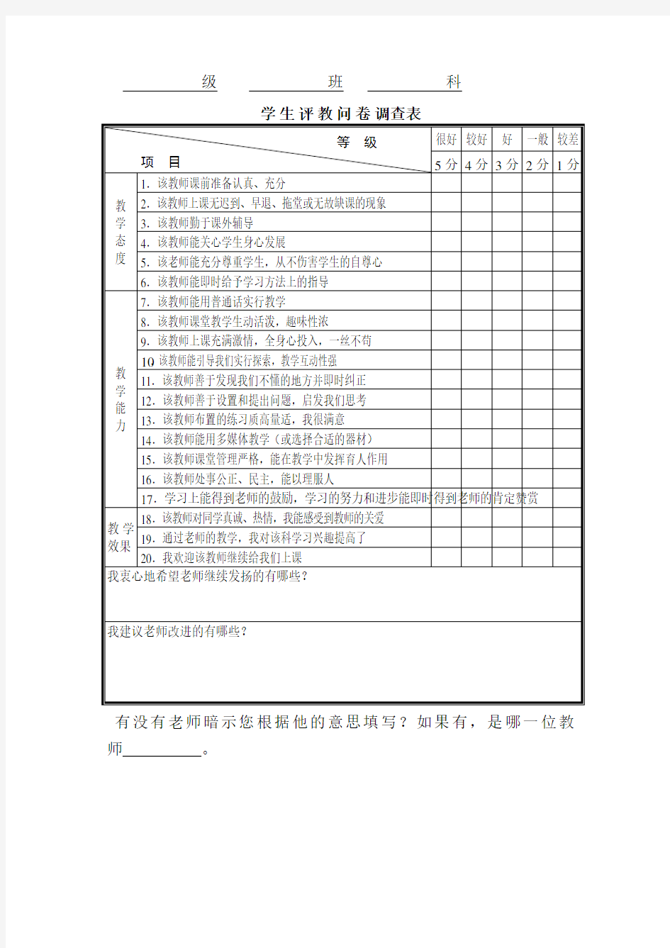 优化教学调查问卷(23)