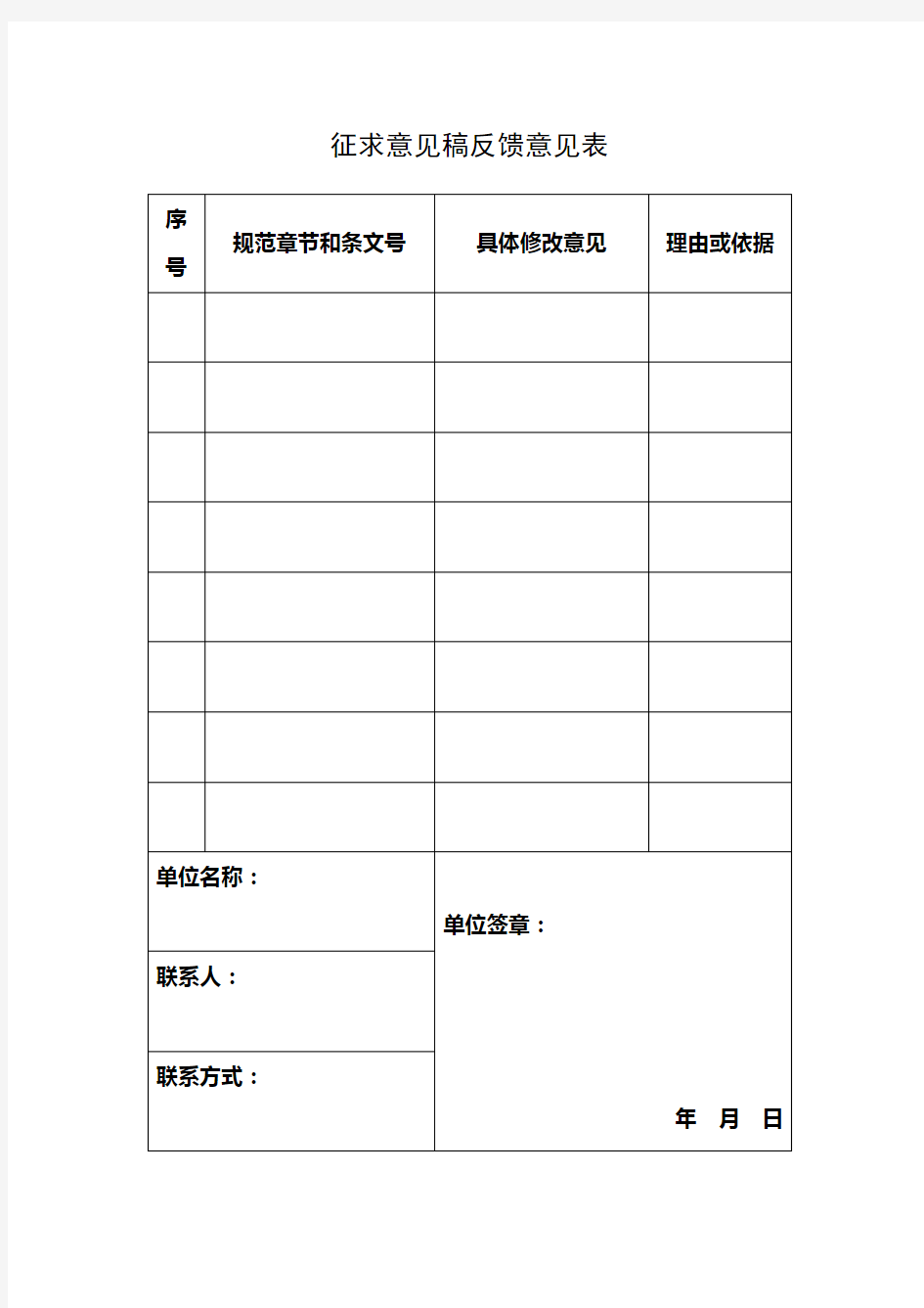 征求意见稿反馈意见表【模板】