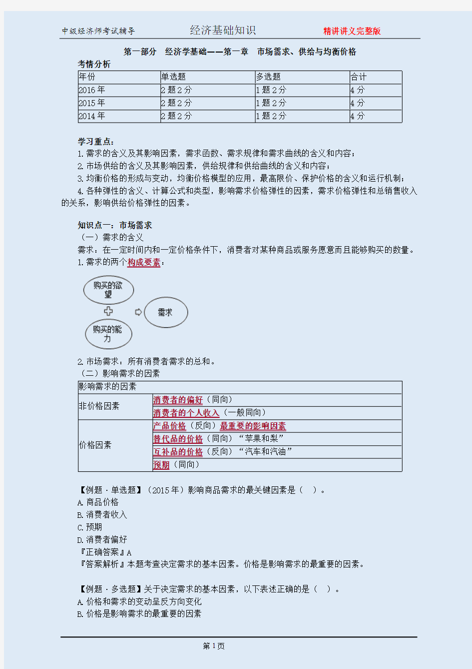 2018年中级经济师考试辅导经济基础知识 精讲讲义完整版 可以代替教材