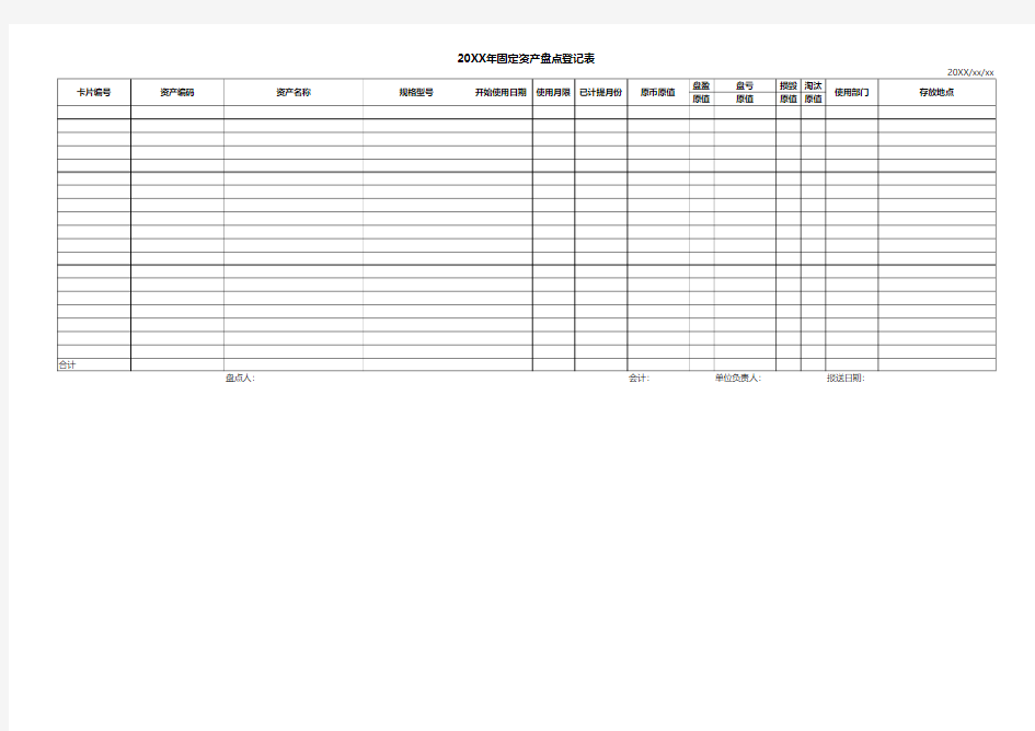 固定资产盘点登记表