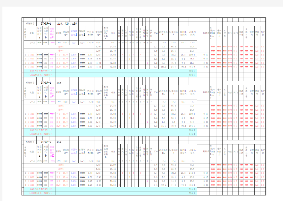 正压送风系统阻力计算