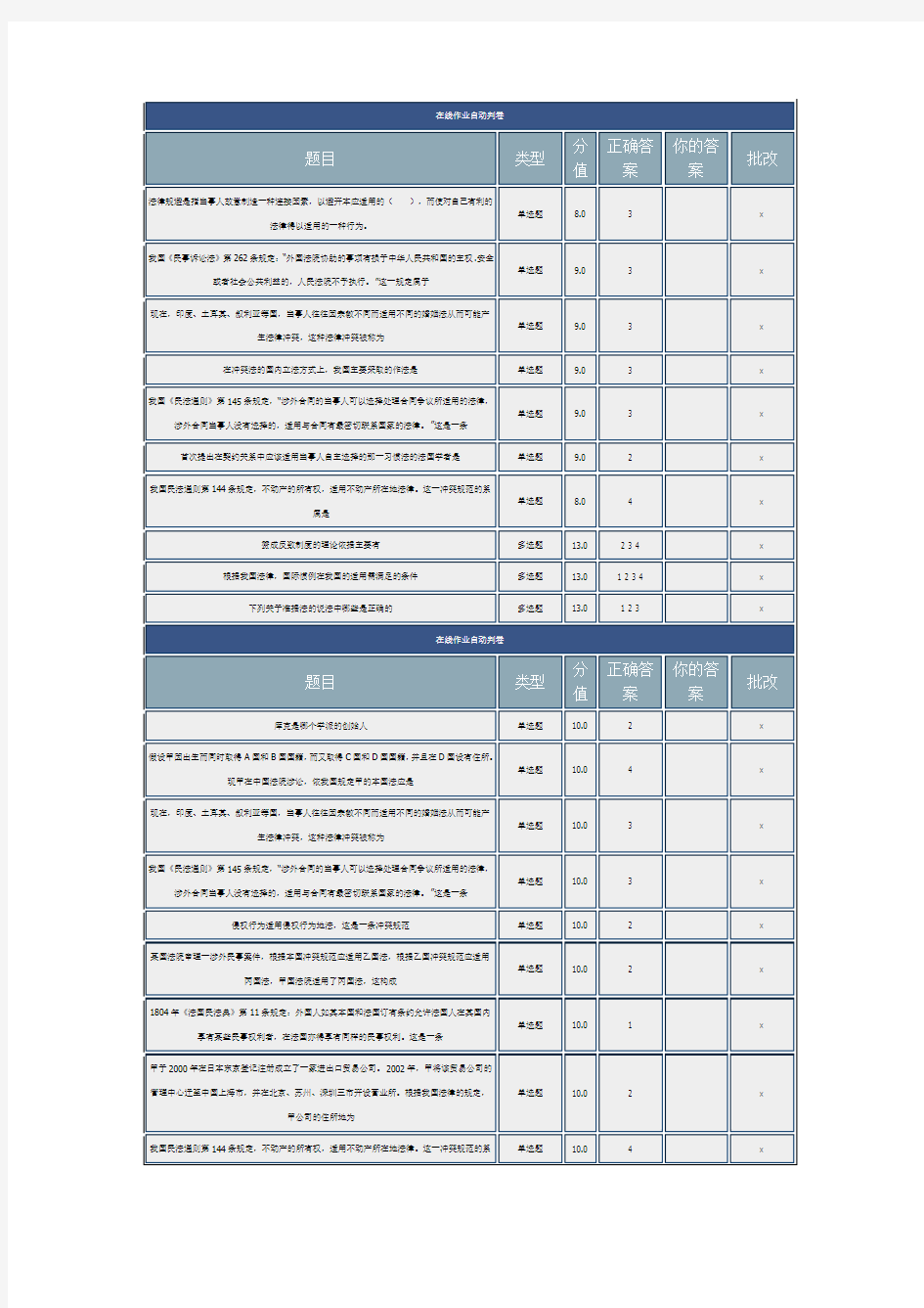 国际私法-北理-网络教育-作业