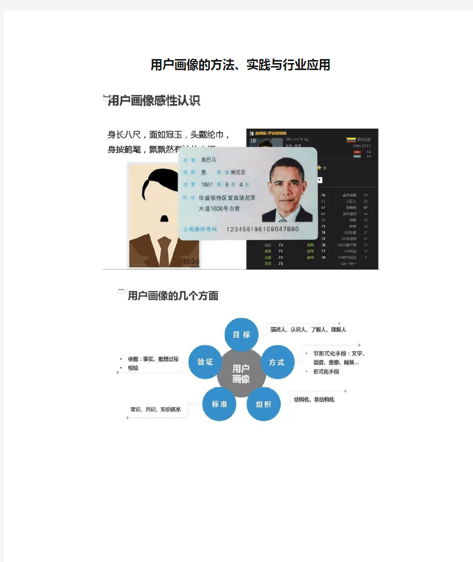 用户画像的方法、实践与行业应用