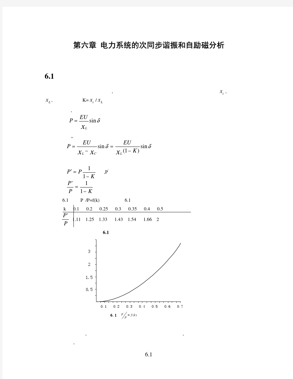 第06章电力系统次同步振荡和励磁分析