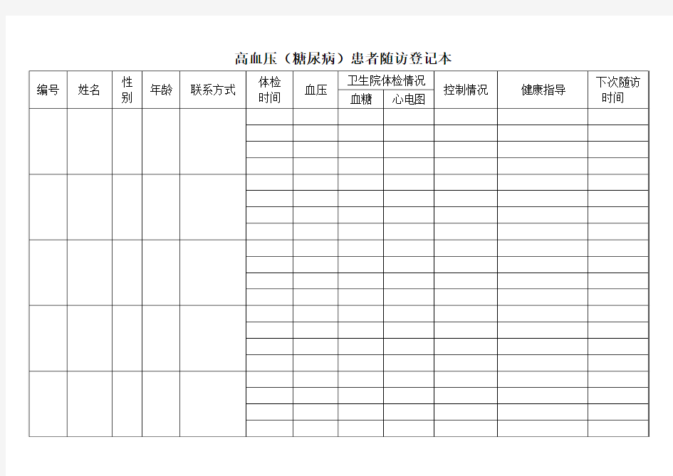 高血压患者随访登记表