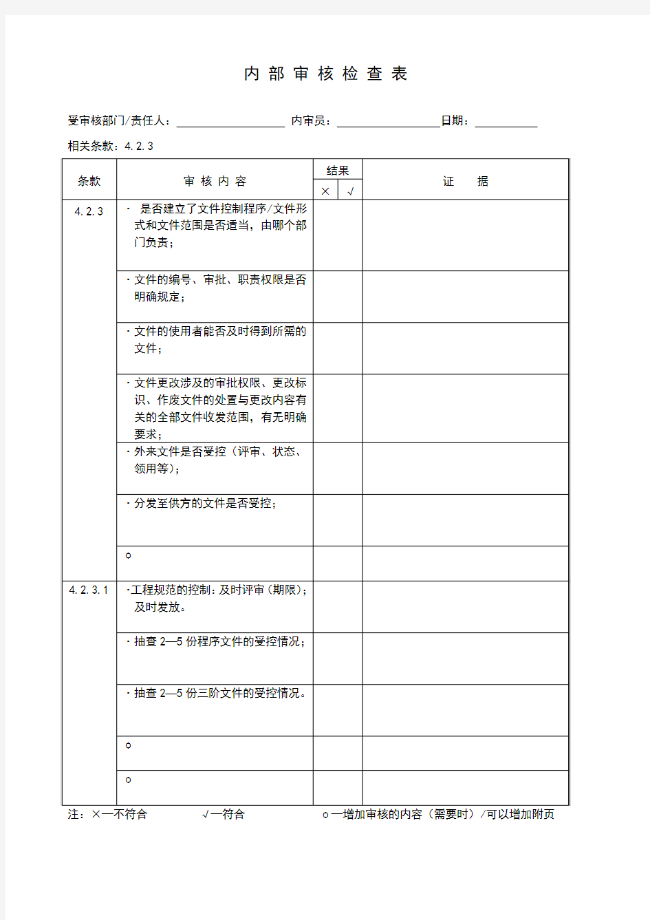 带开发设计内部审核检查表