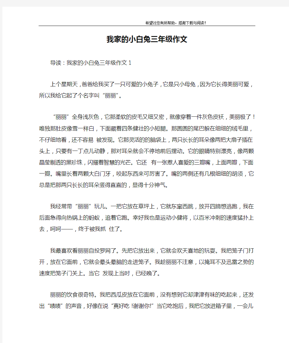 我家的小白兔三年级作文