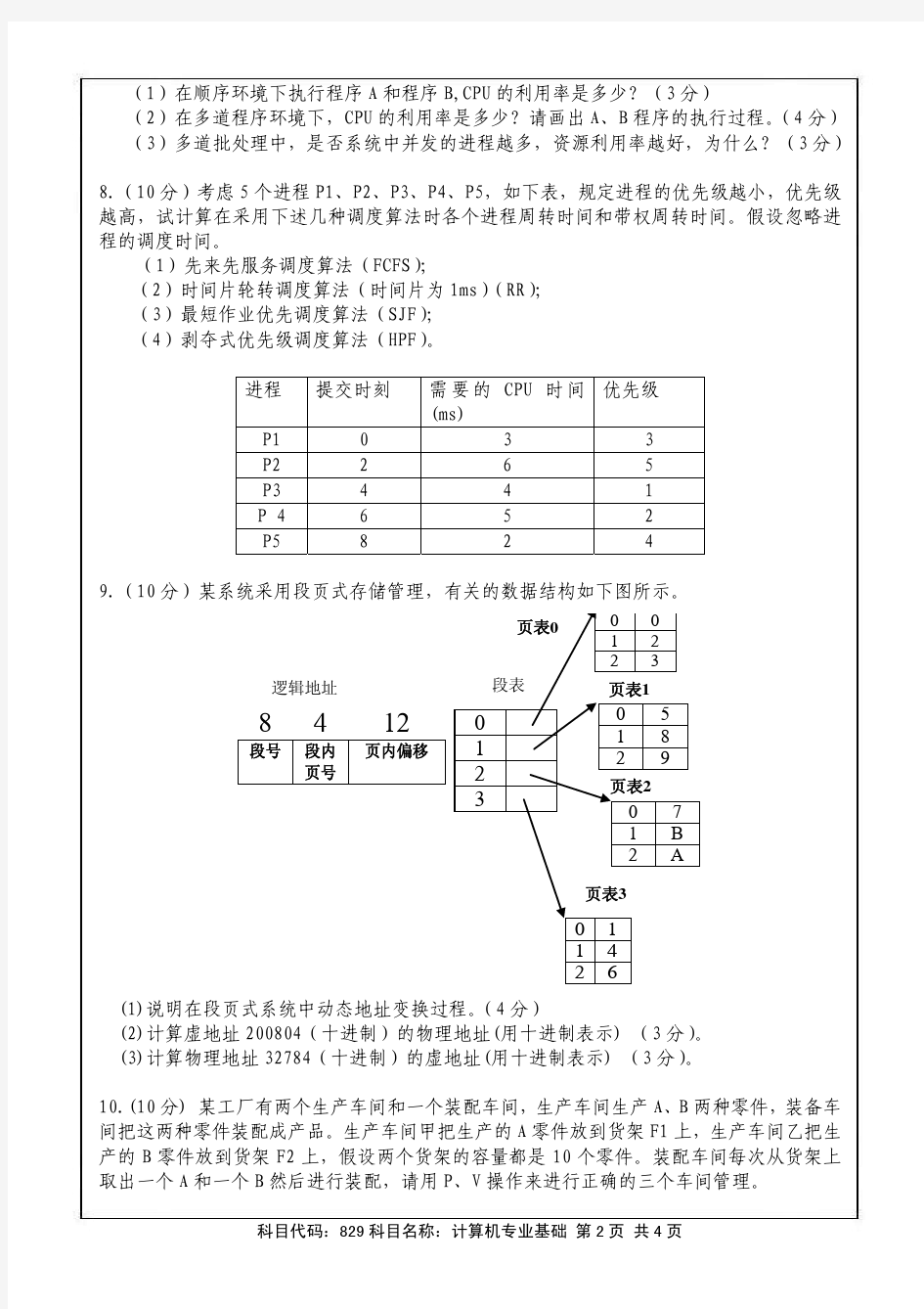 2012年南航829计算机专业基础真题