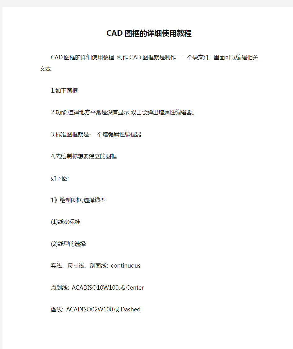 CAD图框的详细使用教程