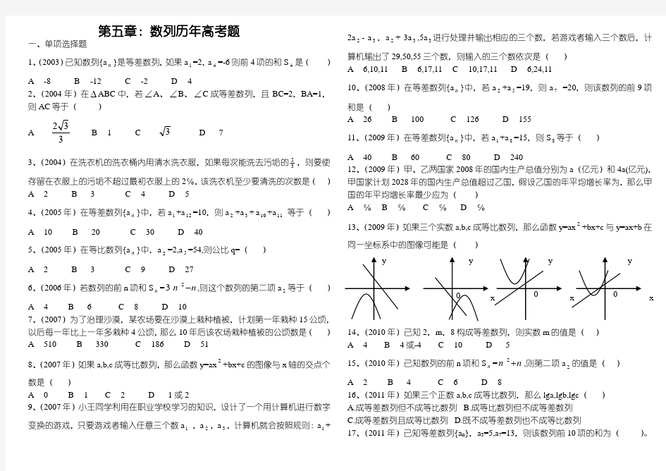 春季高考数学数列历年真题