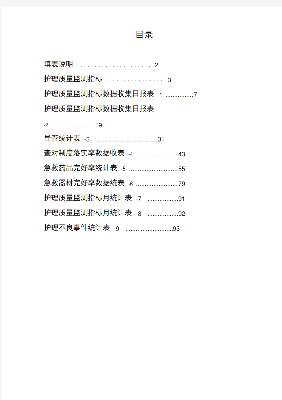 2016年护理质量监测指标手册