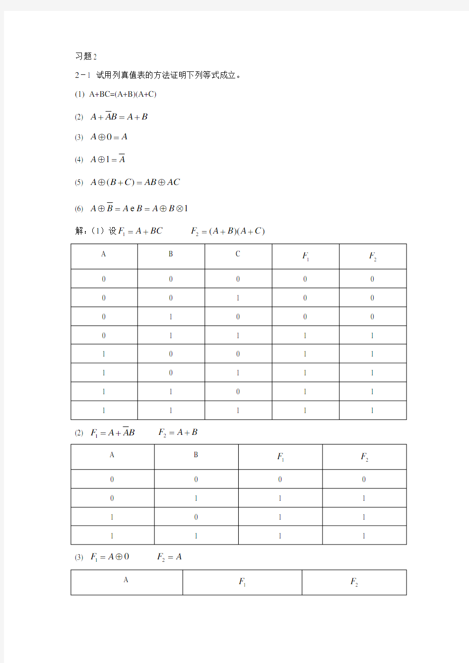 (完整版)数字电子基础第二章答案