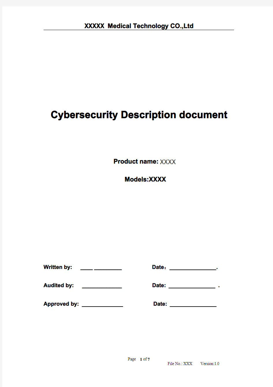 网络安全描述文档  Cybersecurity Description document (审核通过的)