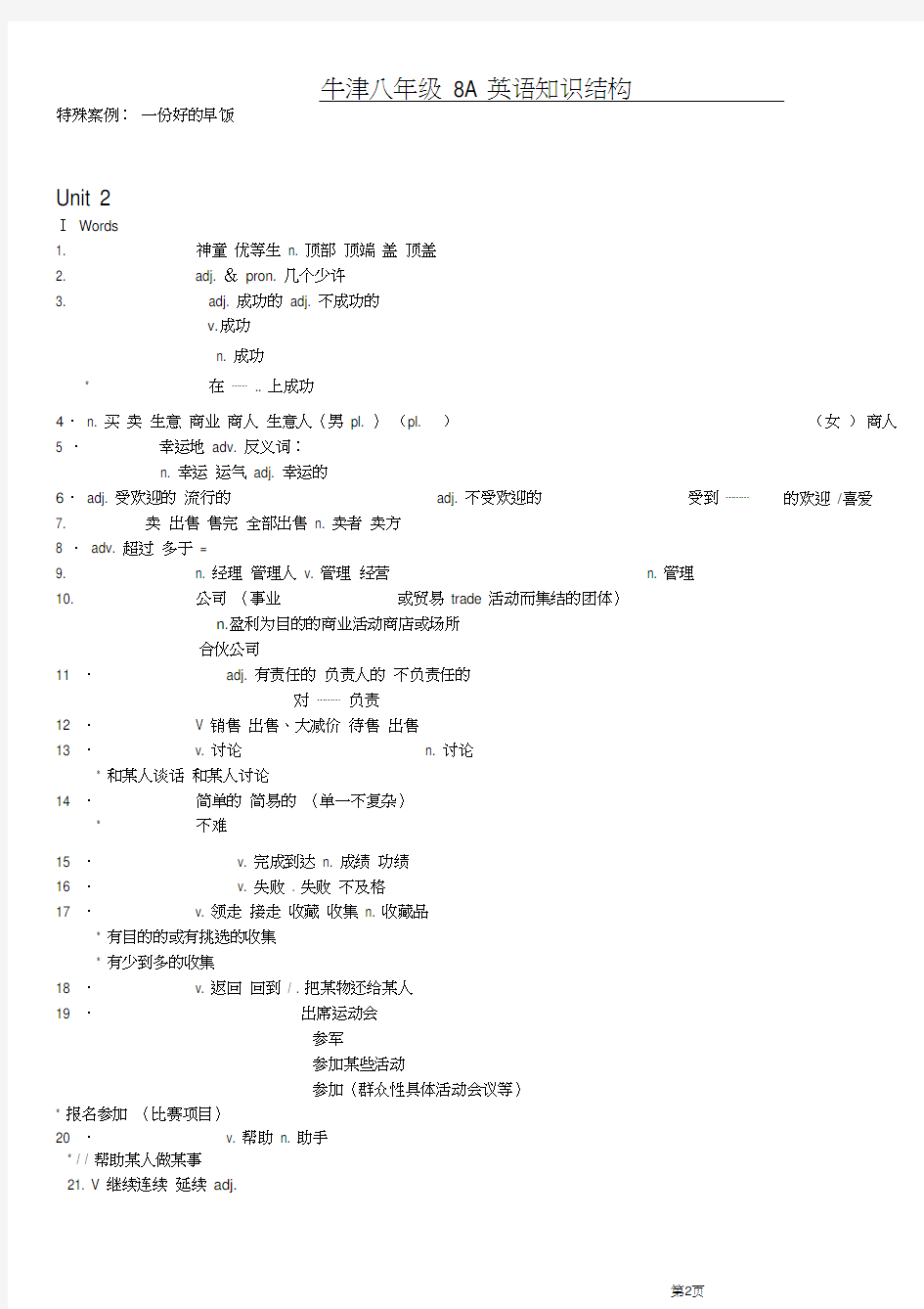 (完整word版)上海版牛津英语八年级8a总结