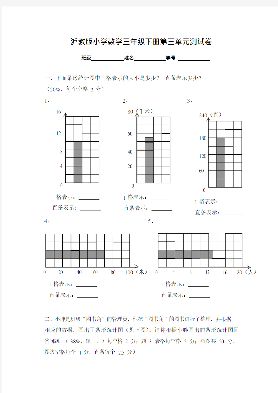 沪教版小学数学三年级下册第三单元测试卷(最新整理)