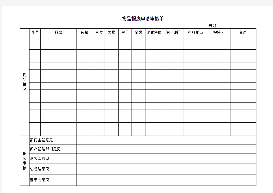 物品报废申请单格式