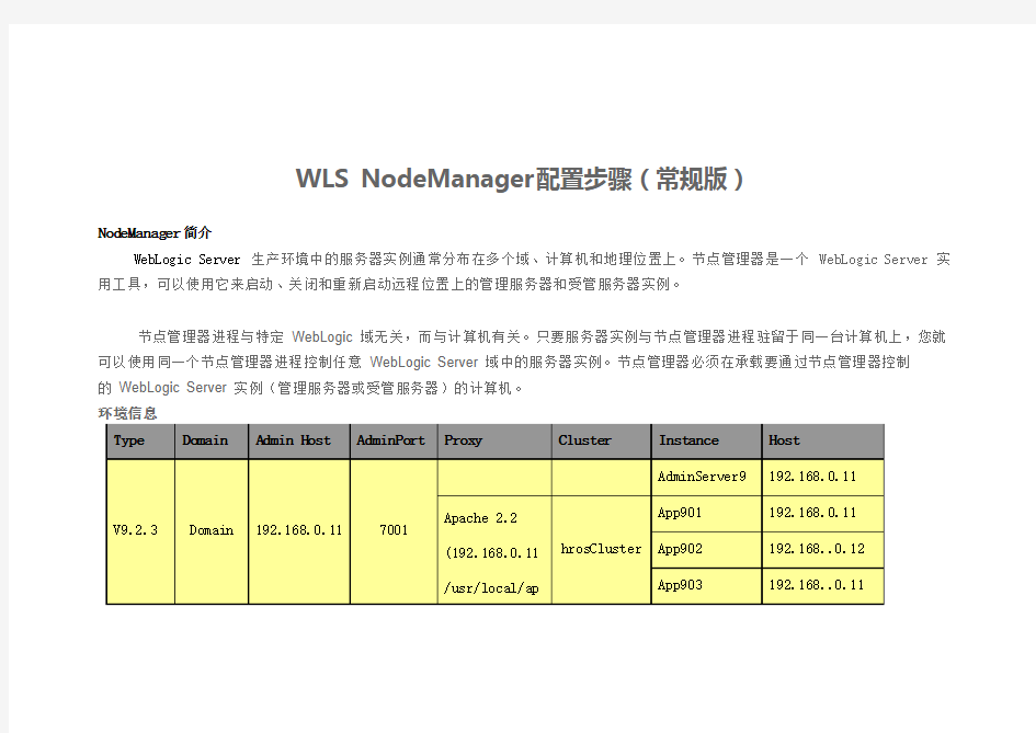 WLS NodeManager配置步骤