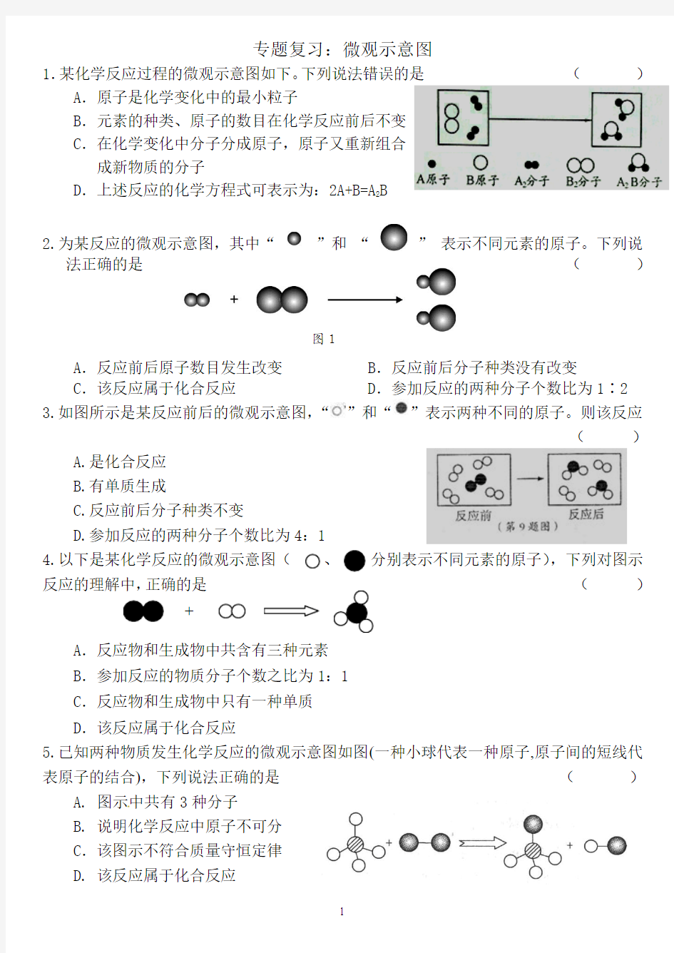 专题复习：微观示意图