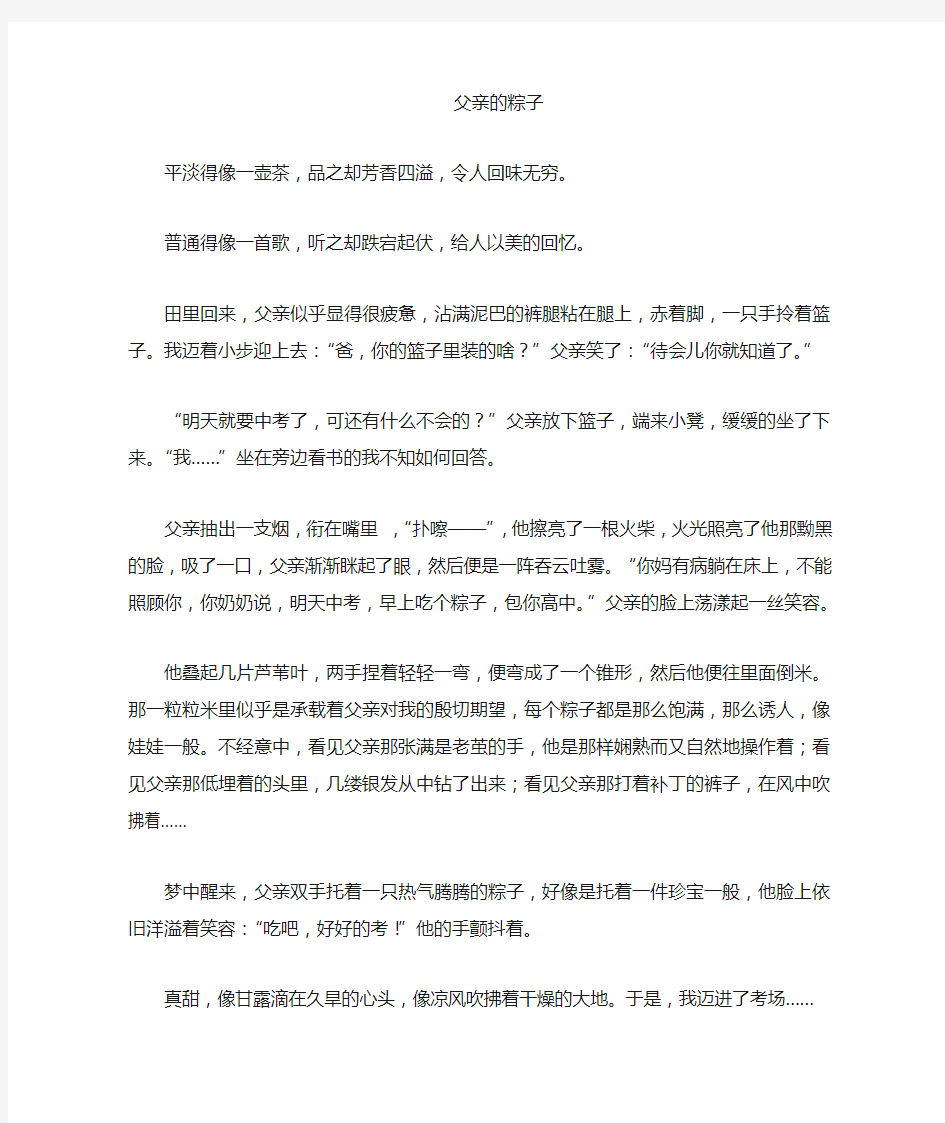 中考亲情类满分作文(两篇)