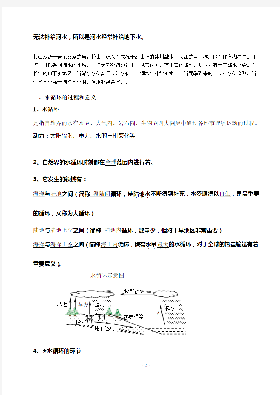 高中地理第三章地球上的水知识点