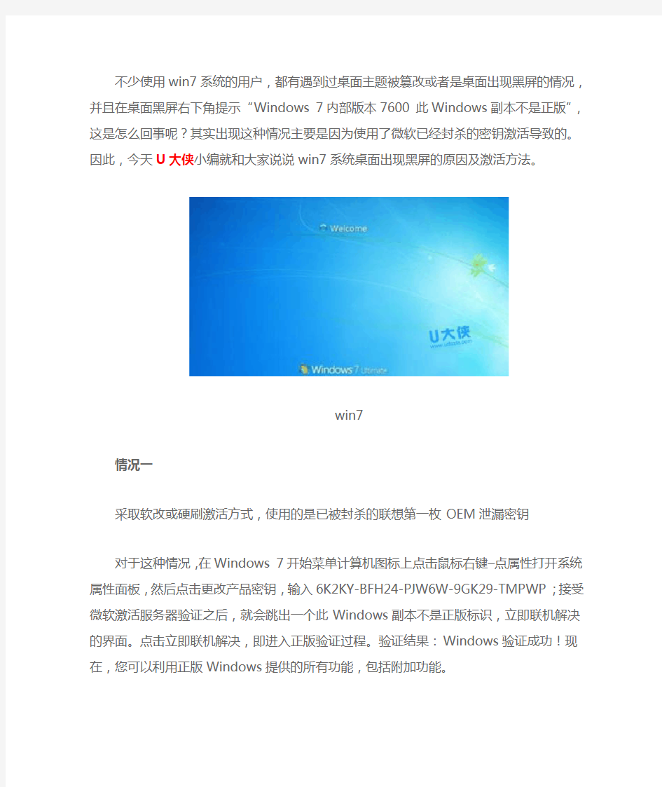 win7系统桌面出现黑屏的原因及激活方法