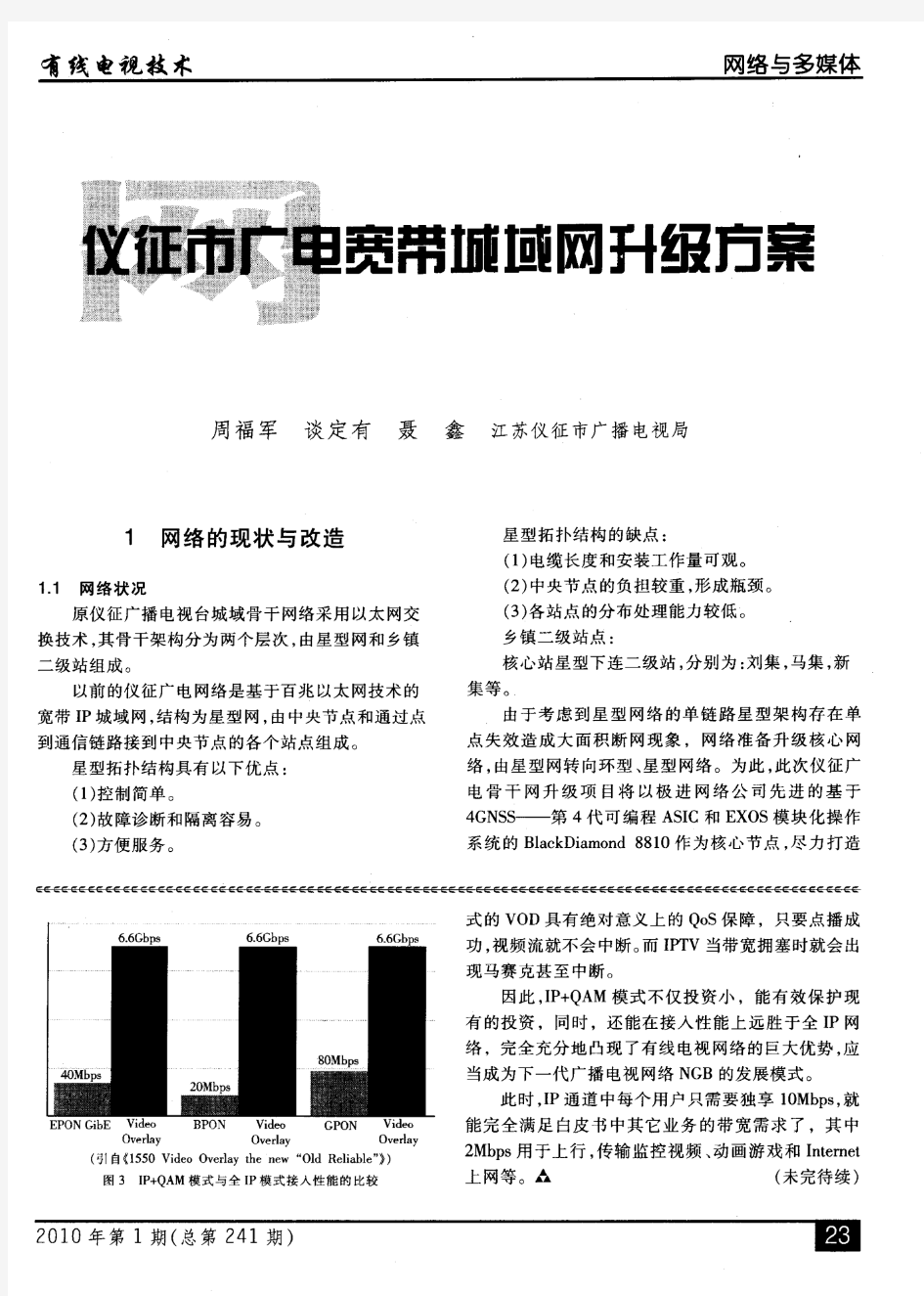 仪征市广电宽带城域网升级方案