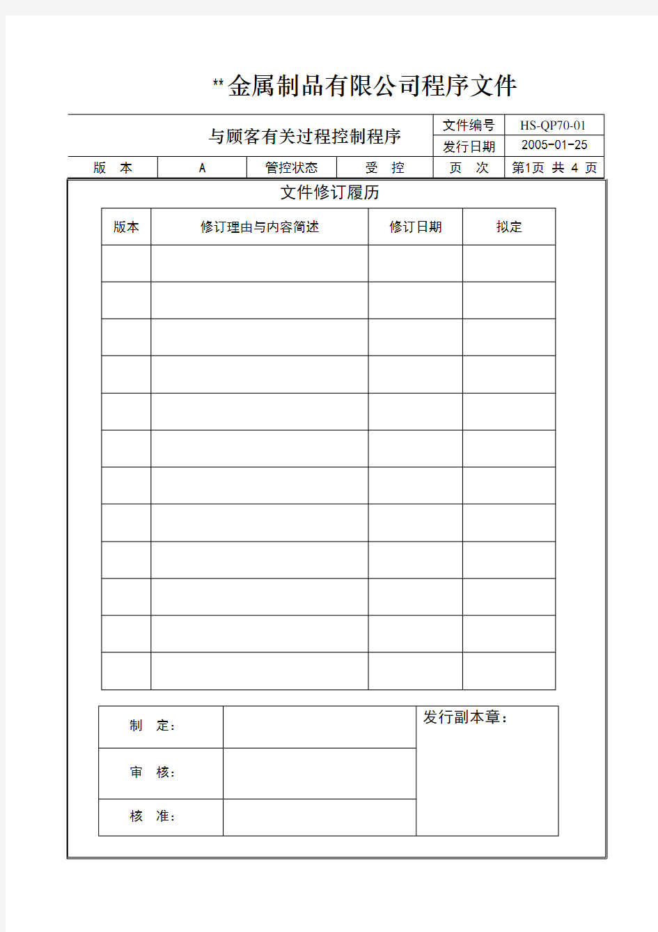 与客户相关过程控制程序