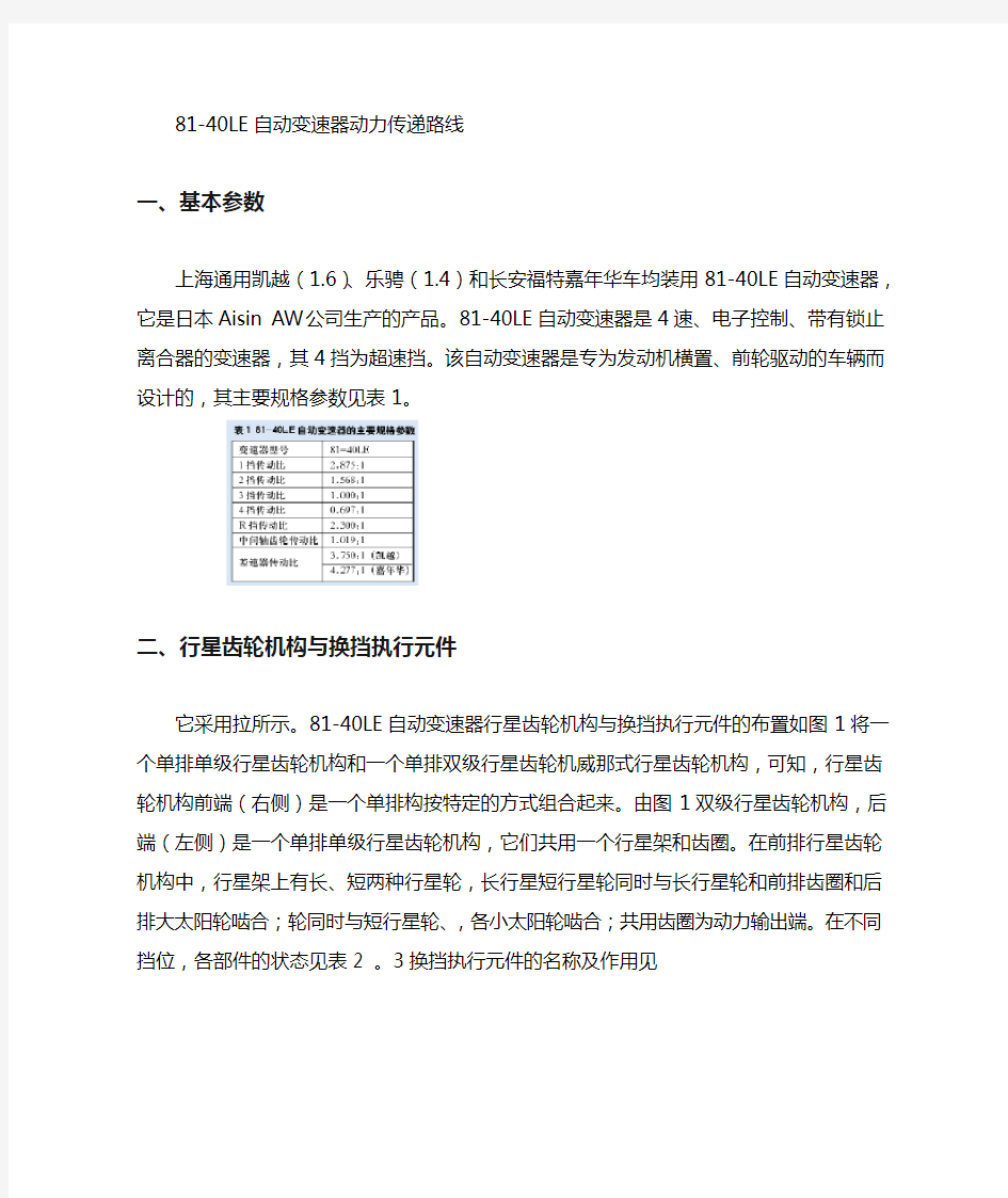 81 40LE自动变速器动力传递路线