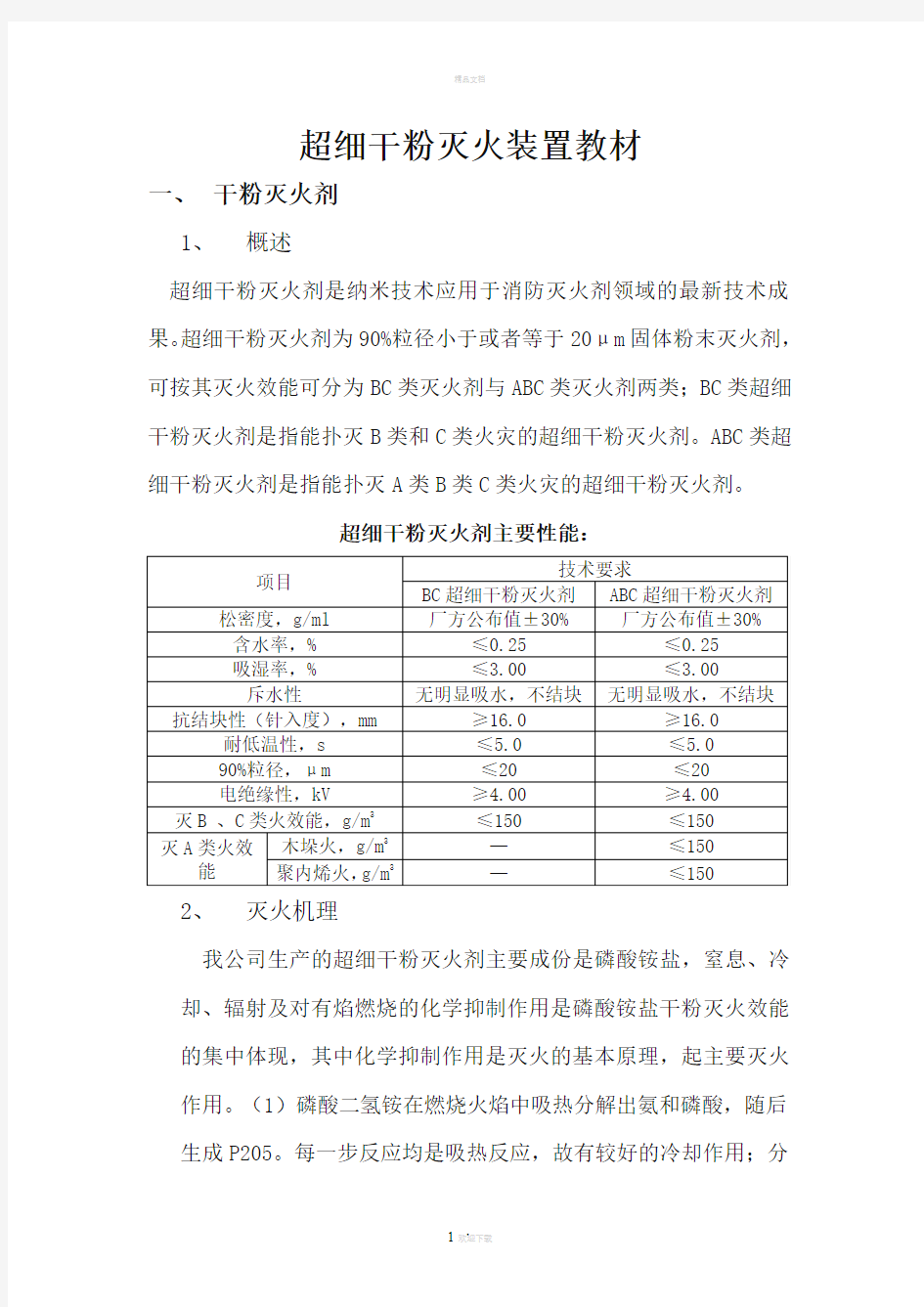 超细干粉灭火装置