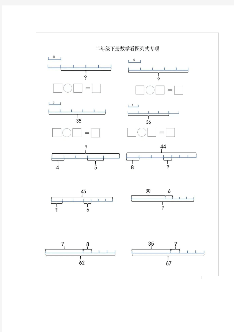 二年级数学下册看图列式+列式计算,满满的知识重难点