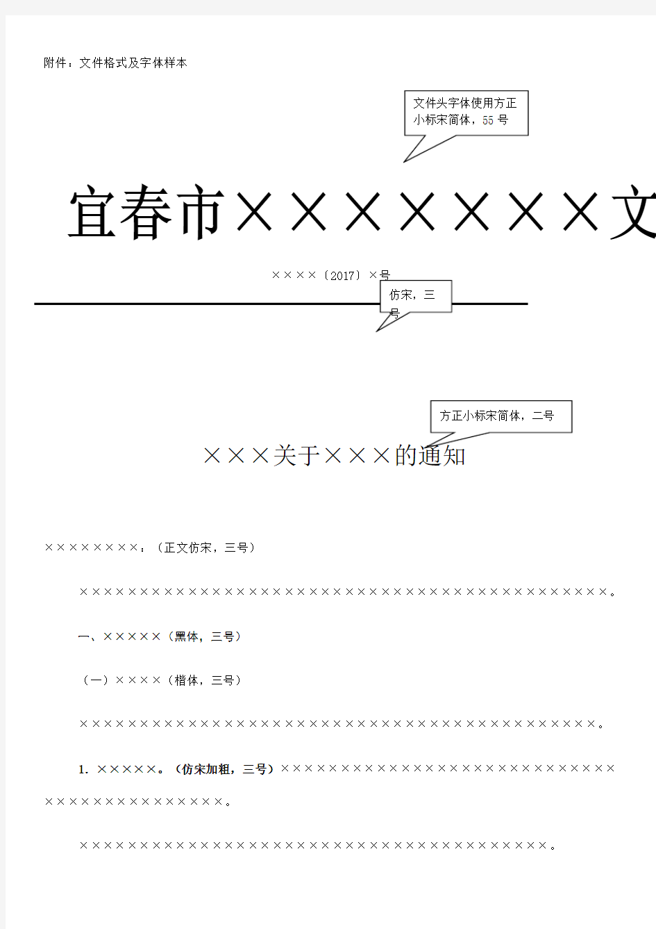 整理公文抄送模板_附件文件格式及字体样本