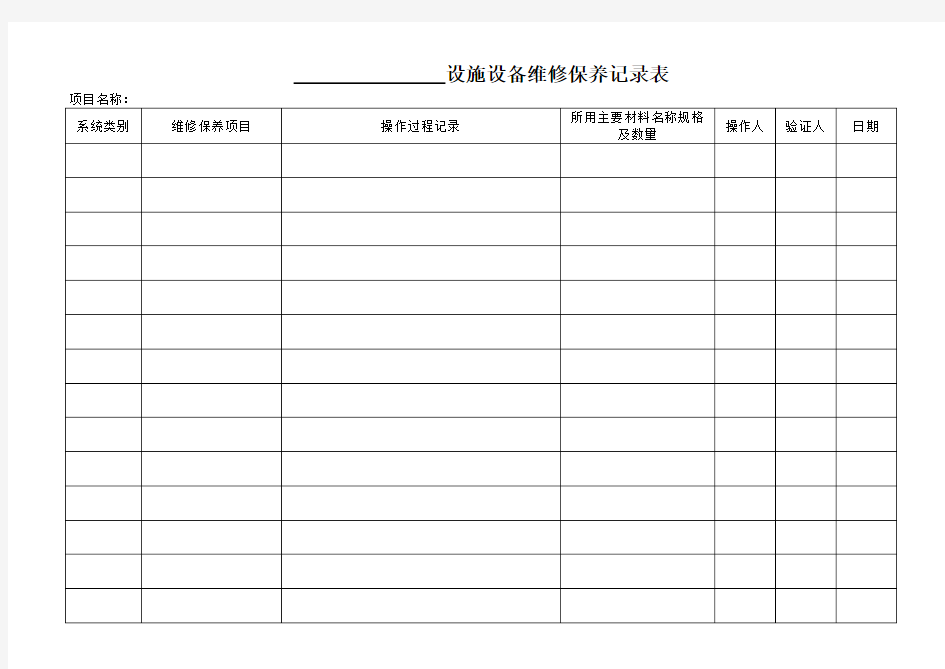 设施设备维修保养记录表