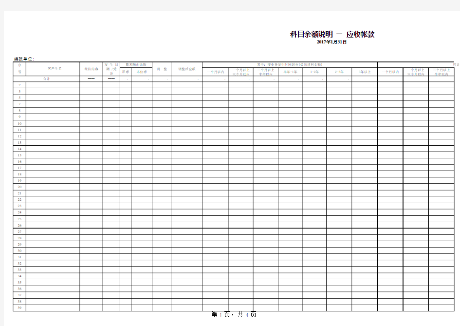 【财务分析报表】应收账款账龄分析表(1)