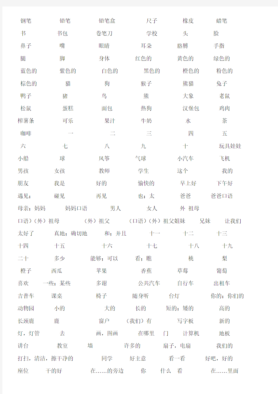 人教版小学英语单词表(3-6年级含音标)22222(最新整理)