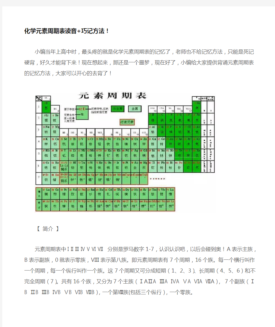 化学元素周期表读音