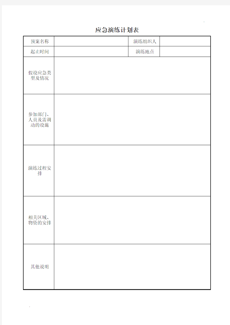 应急演练计划表及记录表