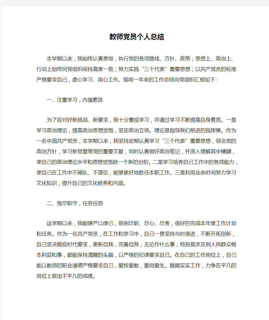 教师党员个人总结