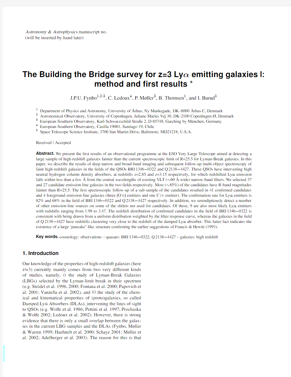 The Building the Bridge survey for z=3 Ly-alpha emitting galaxies I method and first result