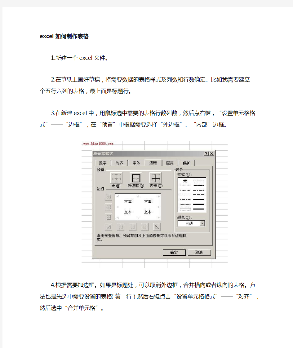 Excel如何制作表格