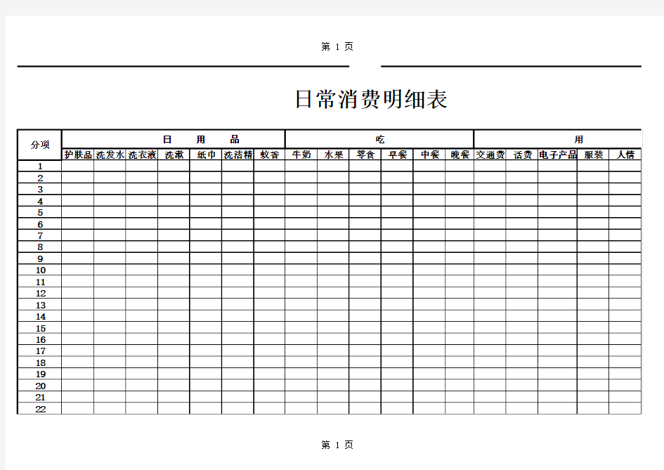 日常消费明细表1