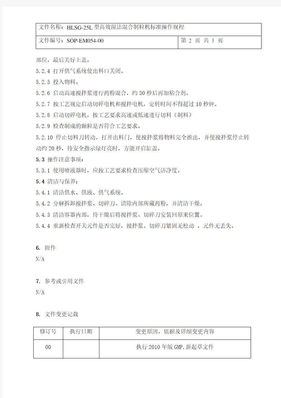 054HLSG-25L型高效湿法混合制粒机标准操作规程