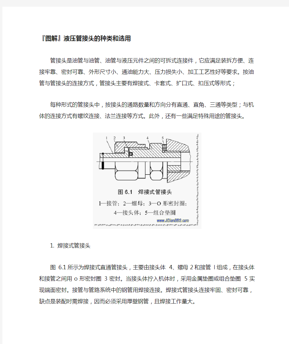 液压管接头的种类和选用